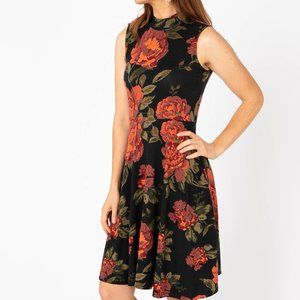 Agnes & Dora Sleeveless Mock Neck Fit Flare Dress floral fall size XS last one